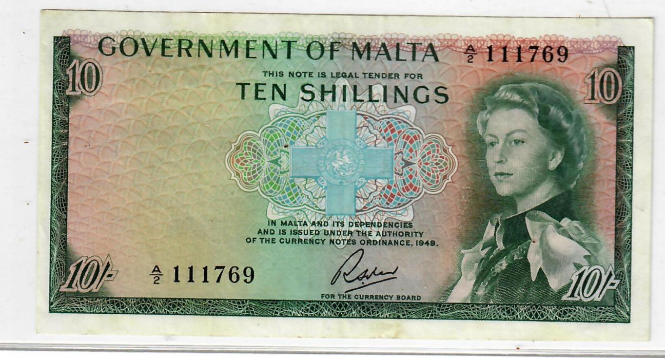 Malta 10 Shillings p-25 VF