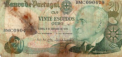 PORTUGAL 1978 20 ESCUDOS CURRENC