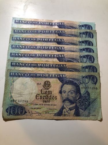 Portugal 100 Escudos 1965 P-169 Circulated Lot of 7