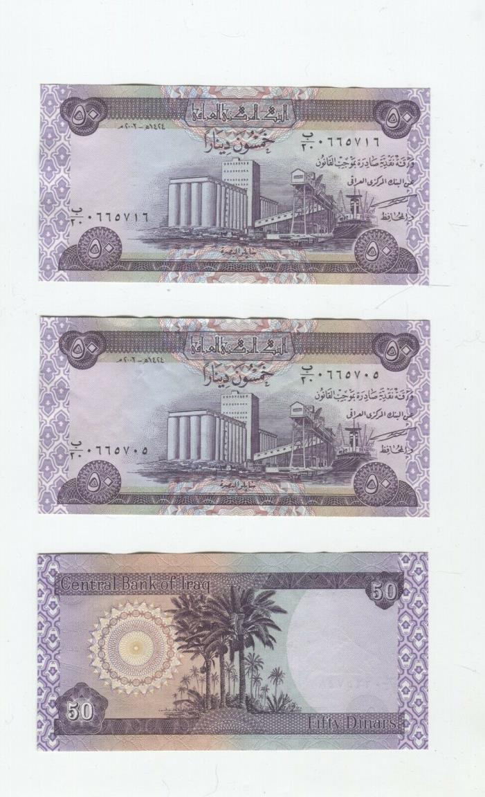 (Iraqi) 50 Dinars  2003   3 iraqi 50 dinar notes