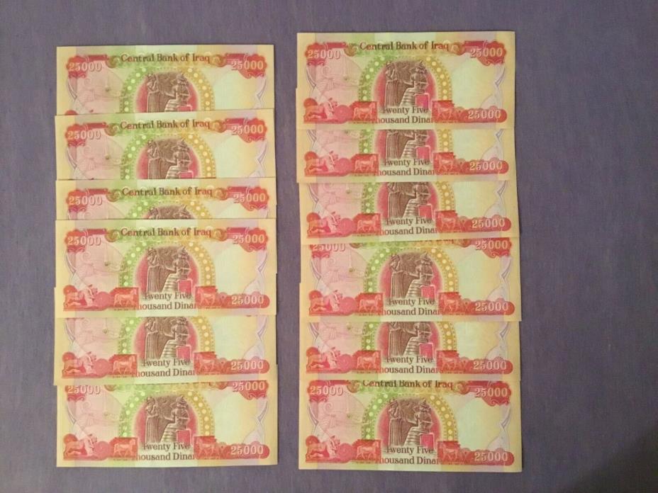 200,000 Iraqi Dinar - 12 x 25,000 = 300,000 - Uncirculated - Best Price on Ebay