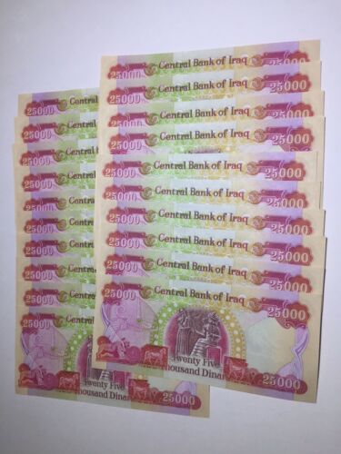 20 X 25000 Authentic Uncirculated Iraqi Dinar 500K Total