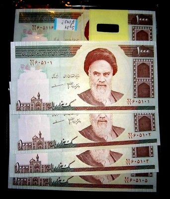 Persia- Set of 4 Consecut Gem Unc Rare Out of Circulation 1000R P143 Sign34-1362