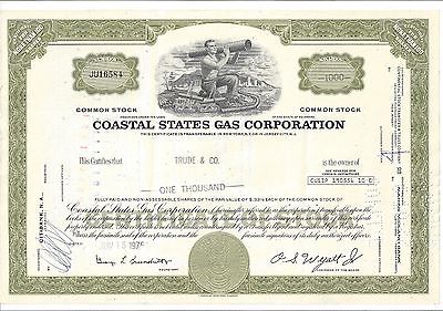 COASTAL STATES GAS CORPORATION....1975 COMMON STOCK CERTIFICATE