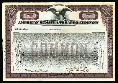 1922 American Sumatra Tobacco Co - Original Genuine stock certificate history