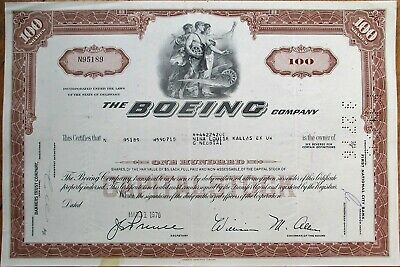Boeing Company 1970 Aviation / Airplane Stock Certificate - Brown