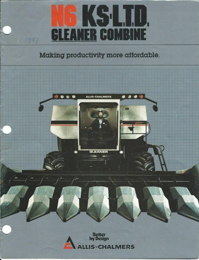 Farm Combine Brochure - Allis-Chalmers - N6 KS LTD Gleaner - c1988 (F6535)