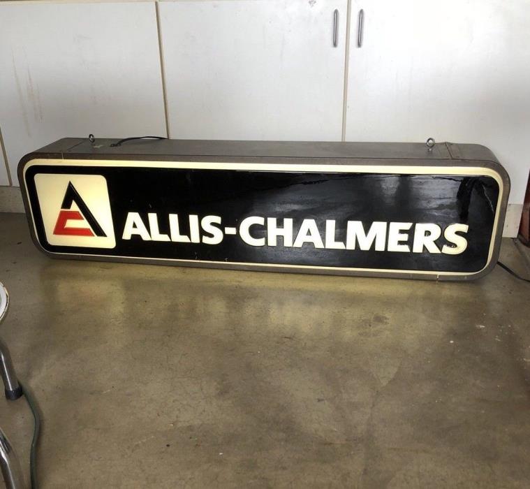 1970-80’s Allis-Chalmers Dealer Lighted Large Tractors Gas Oil Farm 52 In. Sign