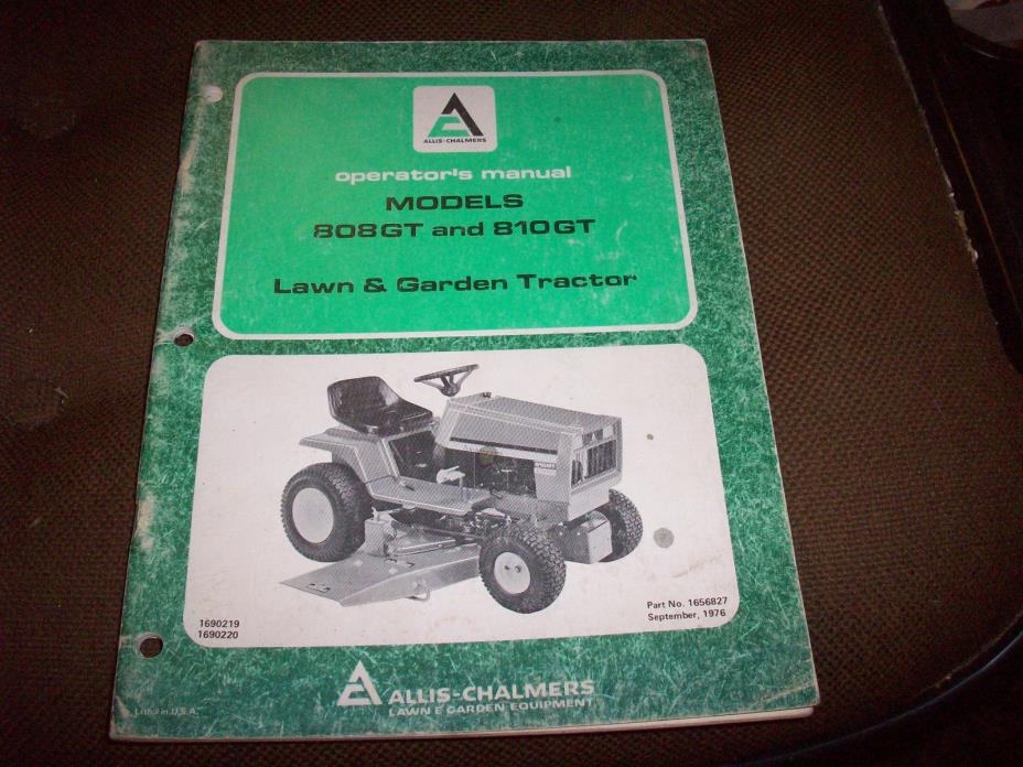 Allis-Chalmers 808GT 810GT Lawn Tractor Operator's Manual