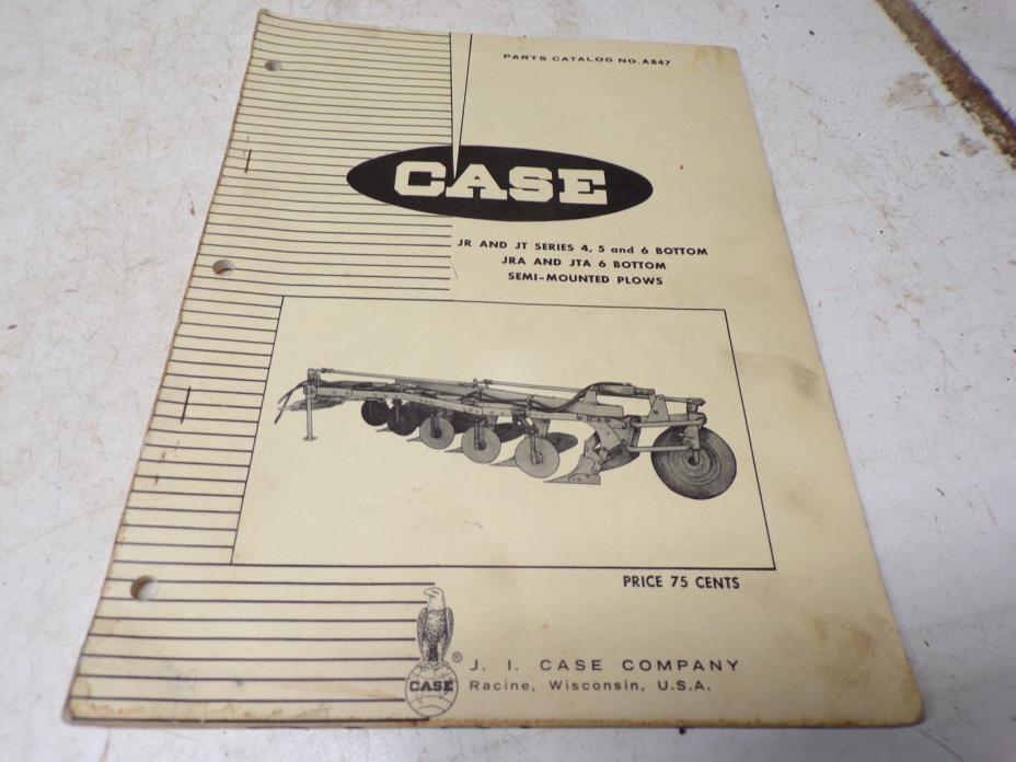1966 Case Parts Catalog no A847 JR & JT JRA JTA Plows