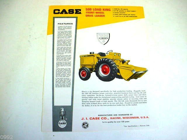 Case 500 Load King Wheel Loader Brochure 2 Page Good Condition 1965