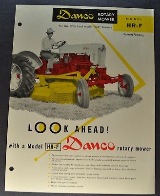 1956-1957 Ford Model 960 Tractor Danco Mower Brochure Sheet Excellent Original