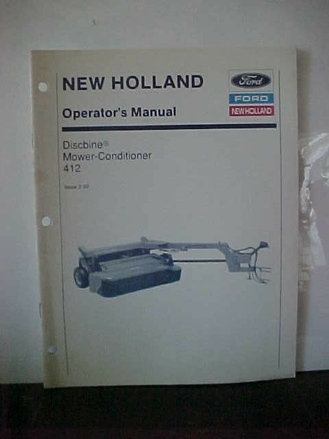 Ford New Holland Operator's Manual Discbine Mower-Conditioner 412 2-92 OEM