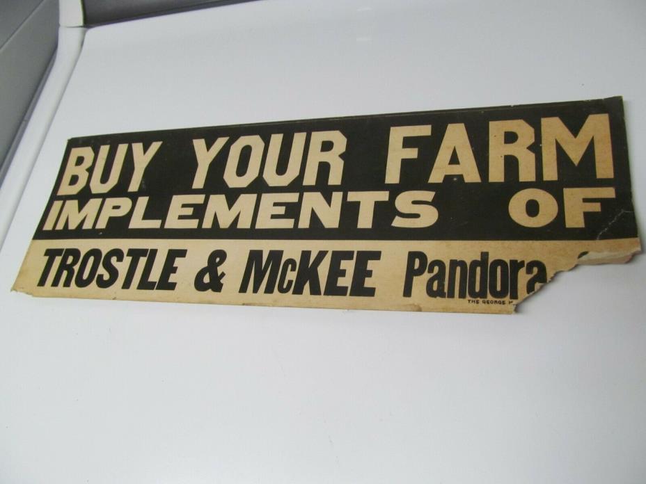 Vintage Throstle & McKee Implement sales sign. Pandora