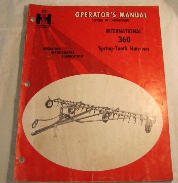 VINTAGE INTERNATIONAL HARVESTER 360 Harrow Digger Owner Operator Manual Repai