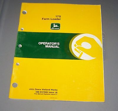 John Deere 175 Farm Loader Operators Manual OM-W37999 J8  Used B4