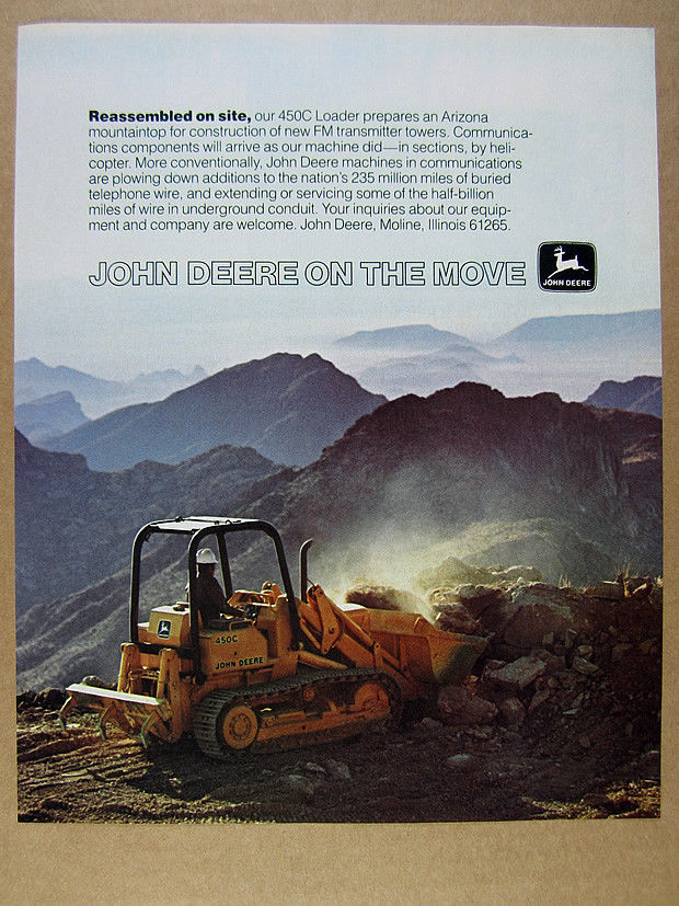 1981 John Deere 450C Loader arizona radio tower site photo vintage print Ad
