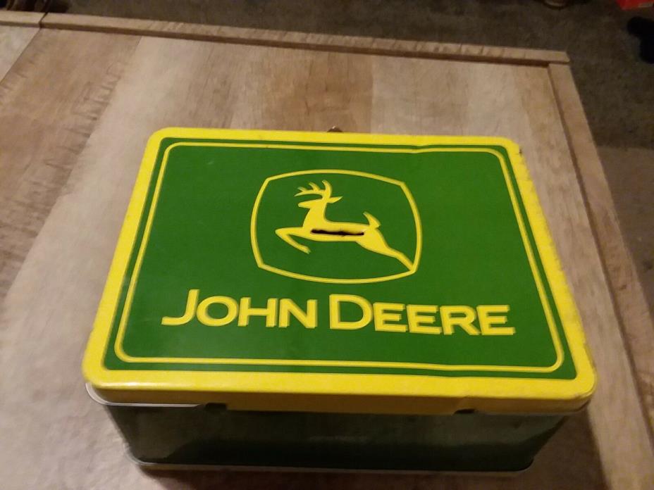 Vintage Metal John Deere Lunch Box Piggy Bank See Description