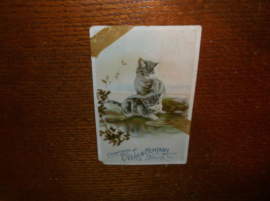 VINTAGE ADVERTISING 1890 JOHN DEERE & COMPANY MOLINE ILL PLOWS CAT CATS ANTIQUE