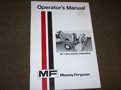 Massey-Ferguson 4820 Snow Thrower Operator's Manual For MF 1655 Lawn Tractor