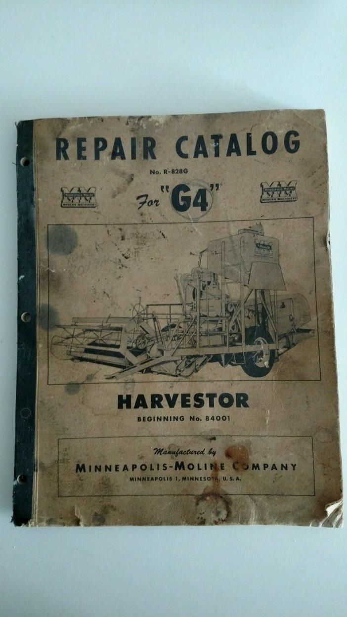 Minneapolis Moline Repair Catalog R-828H G4 Harvestor