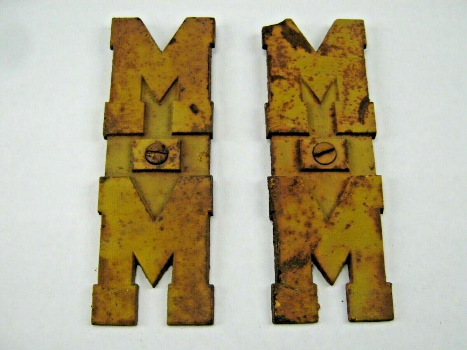Set of Old Minneapolis Moline Tractor Grill Cast Iron MM Emblems