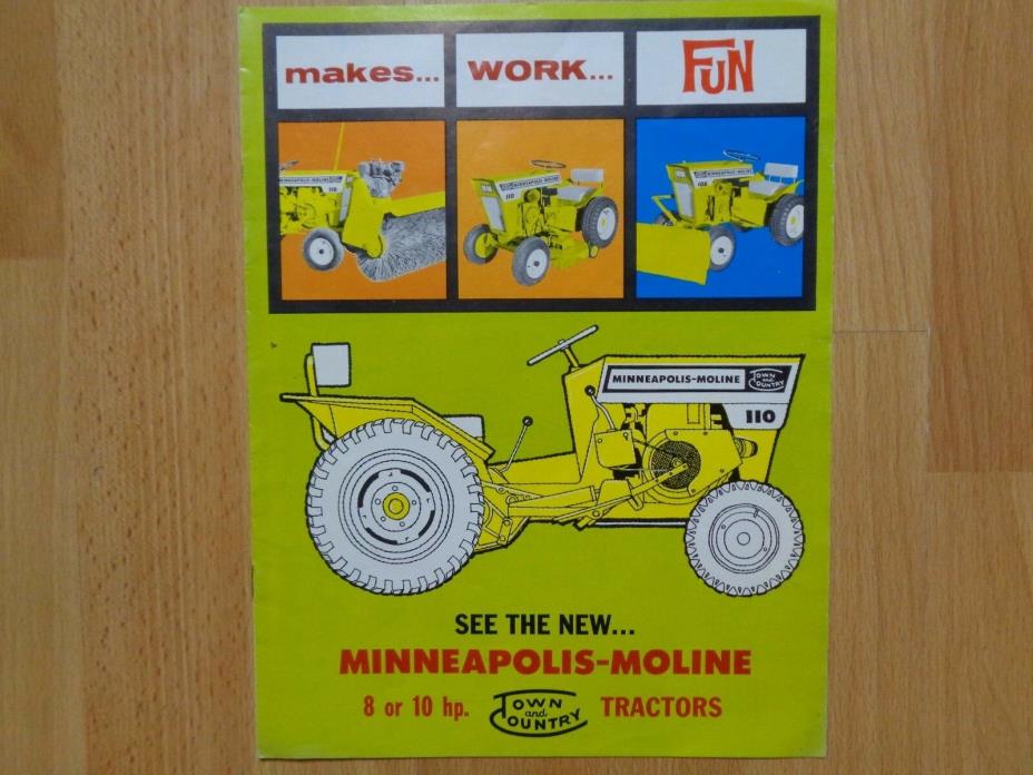 Vintage Minneapolis Moline Town & Country 108 110 lawn tractor brochure original