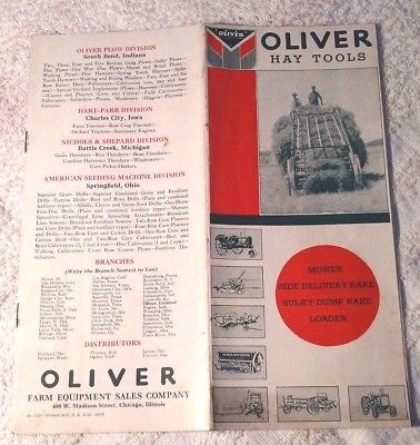 1933 OLIVER TRACTOR & HORSE DRAWN HAY TOOLS RAKE LOADER BROCHURE ORIGINAL