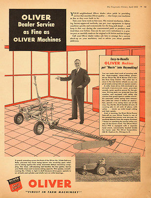 1951 vintage AD, OLiver Farm Machinery, Hay Mower, Row Crop Tractor -122213