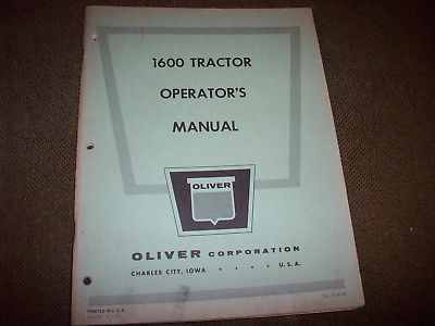 Original Oliver 1600 Tractor Operator's Manual