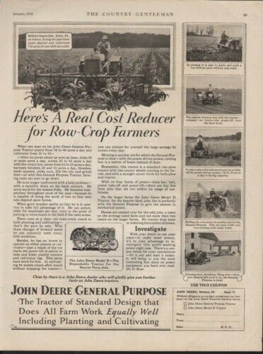 1930 JOHN DEERE FARMING EQUIPMENT CROP TRACTOR FIELD AD10262