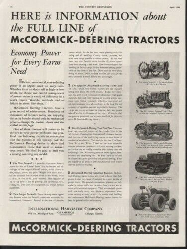 1933 MCCORMICK FARMALL TRACTOR AGRICULTURE MOTOR ENGINE10432