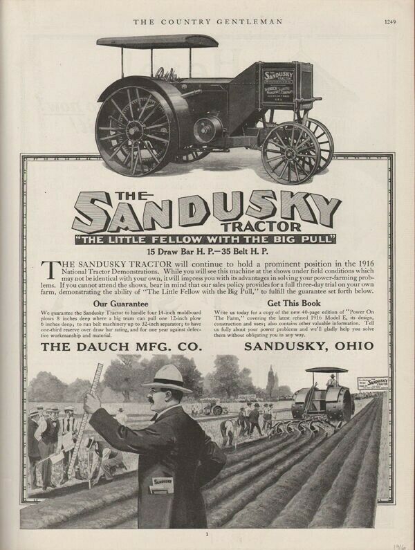 1916 SANSKY TRACTOR NATIONAL DEMONSTRATION FARM PLOW ROW ACRE MOTOR ENGINE 19148