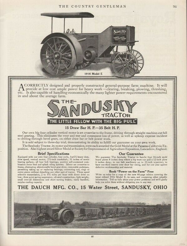 1916 SANSKY TRACTOR FARM BARN CROP FIELD ACRE MACHINE MOTOR PLOW MACHINE WA19135