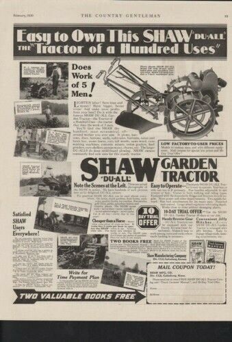 1930 SHAW GARDEN TRACTOR FARM EQUIPMENT LAND ROLLER AD 10368