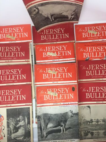 Lot 1940's The Jersey Bulletin Dairy Cow Agricultural Farm Magazines WWII Era