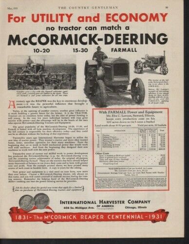 1931 MCCORMICK FARMALL TRACTOR CENTENNIAL AGRICULTURE 10348