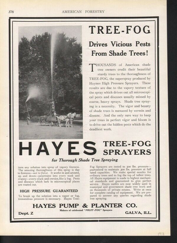 1918 HAYES TREE SPRAYER PUMP PLANTER PEST AGRICULTURE15756