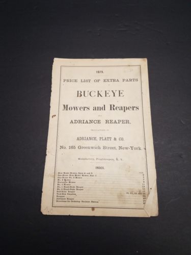 1879 Catalog BUCKEYE Mowers and Reapers New York Farming