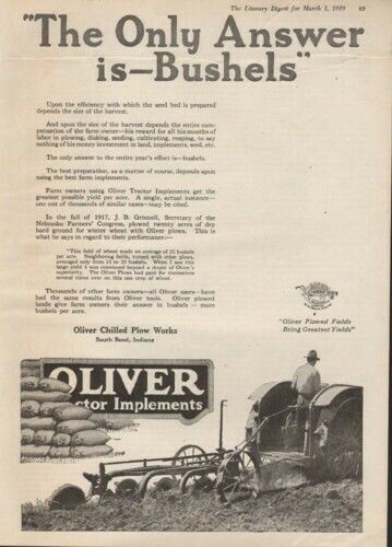 1919 OLIVER TRACTOR IMPLEMENT PLOW FARM EQUIPMENT FIELD7912