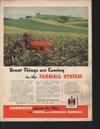 1946 INTERNATIONAL HARVESTER TRACTOR FARM CORN FIELD AD10330