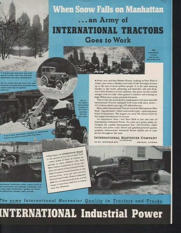 1937 INTERNATIONAL HARVESTER ARMY TRACTOR TRUCK PLOW AD10329