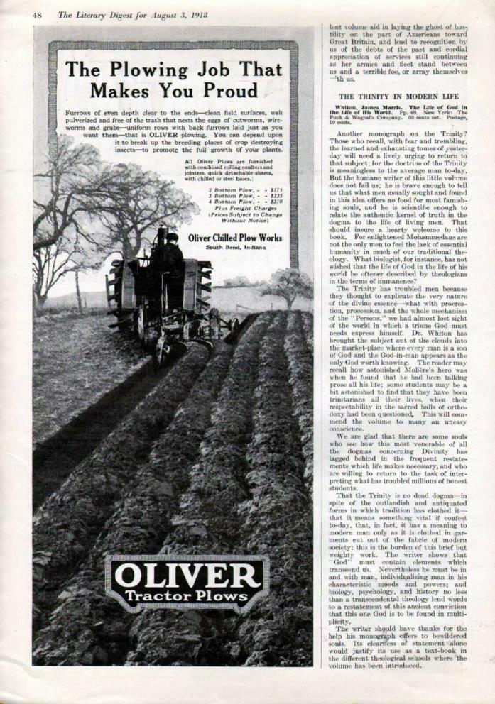 1918 OLIVER GAS TRACTOR PLOW FARMING SOUTH BEND IND. AD6205