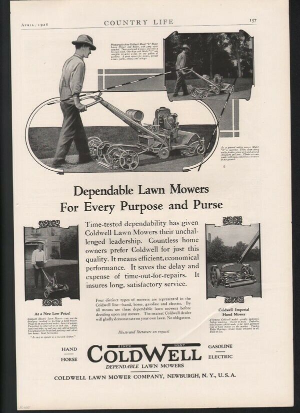 1928 COLDWELL LAWN MOWER NEWBURGH NY YARD GRASS GARDEN ADFC-0015