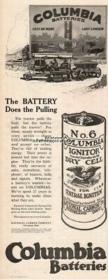 1916 Antique Farm Tractor Columbia Battery National Carbon Cleveland OH Print Ad