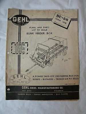 Plans and Parts List to Build Gehl Bunk Feeder Box - Form 1558