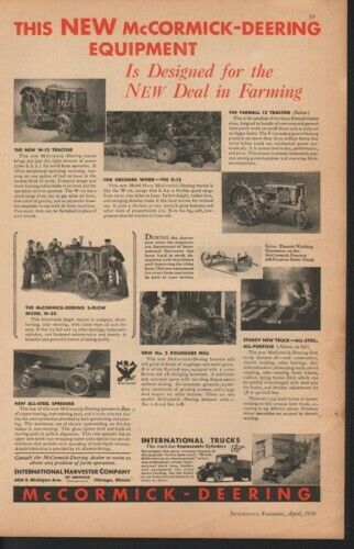 1934 INTERNATIONAL HARVESTER TRACTOR FARM EQUIPMENT AD 10580