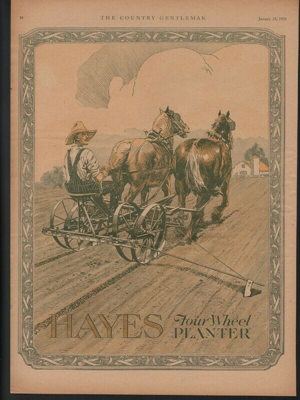 1920 HAYS FOUR WHEEL PLANTER FARM HORSE FIELD SEED SOIL AGRICULTURE AD 20489