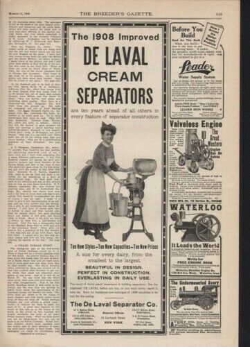 1908 DE LAVAL CREAM SEPARATOR MILK DAIRY APPLIANCE HOME10438
