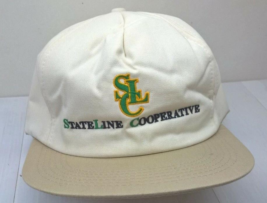 State Line Cooperative Hat Cap White embroidered snapback Minnesota Iowa